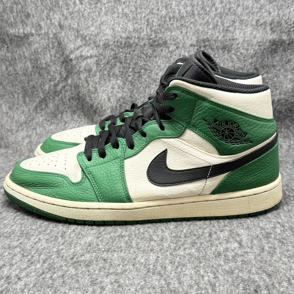 Nike Air‎ Jordan 1 Mid Lucky Green Black Sail Mens Sz 11.5 852542-301